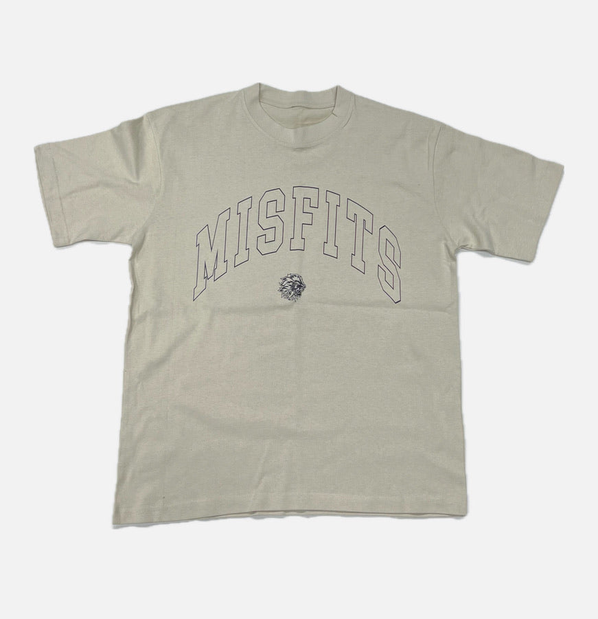 MISFITS UNIVERSITY OVERSIZED CREAM & SPACE GRAY TEE