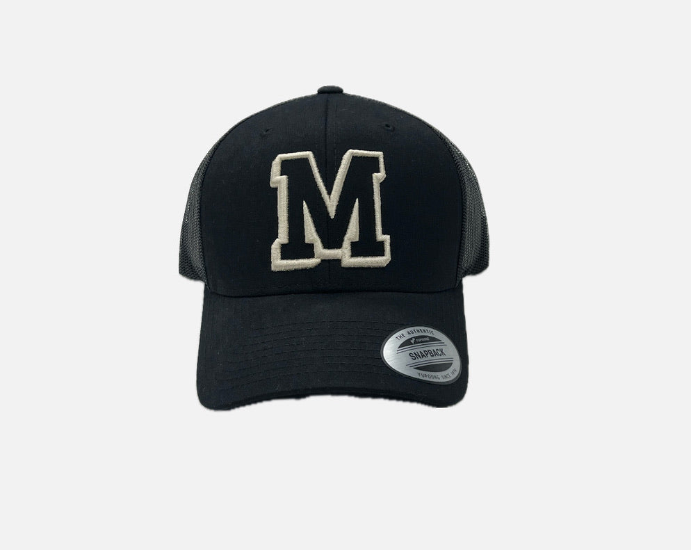 M LOGO Curved Bill Trucker Hat