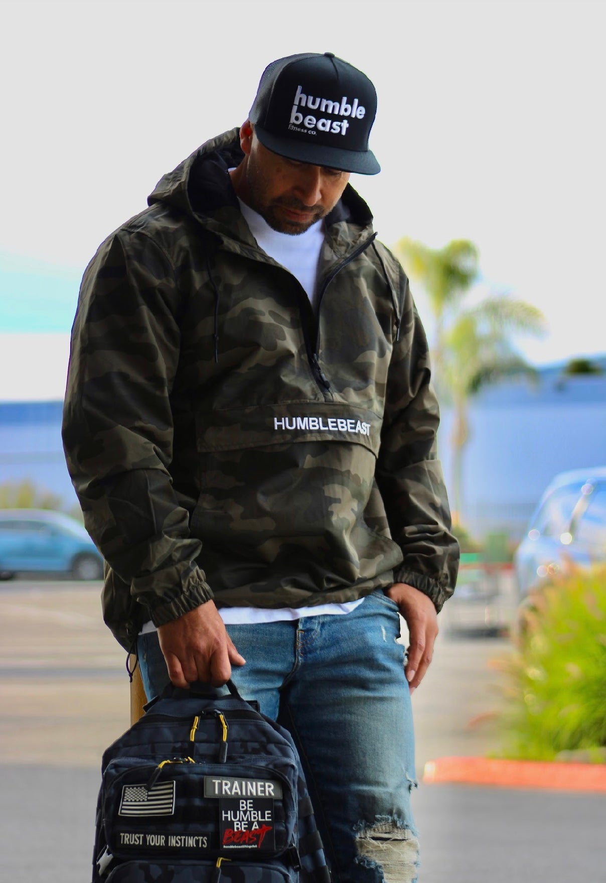 Camo Water Resistant Windbreaker